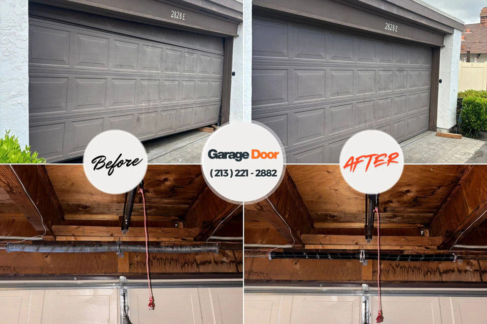 Before and after: garage door repair Hokes Bluff, AL